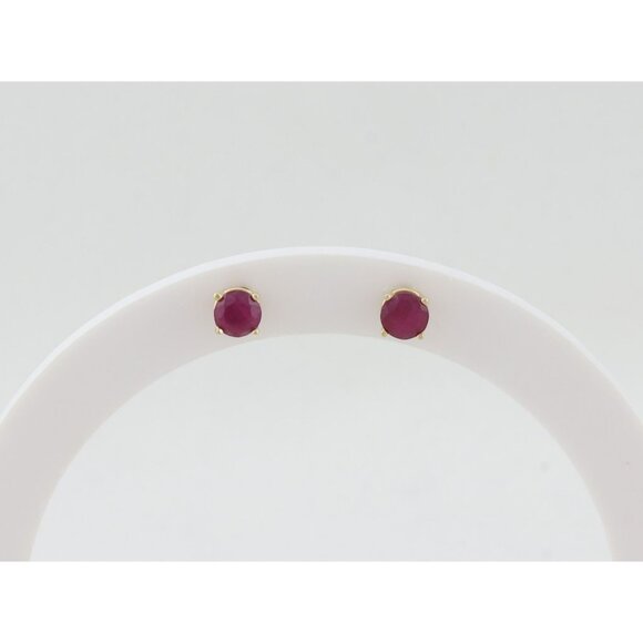 14k Yellow Gold Natural Ruby Earrings Stud Post Earrings 3/16" .80 total carat - Picture 3 of 9